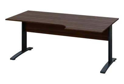 ERK 18 - 186 stůl kancelářský, rohový, pravý, kovová podnož černá, deska 18 mm, široký 1800 mm, ořech královský